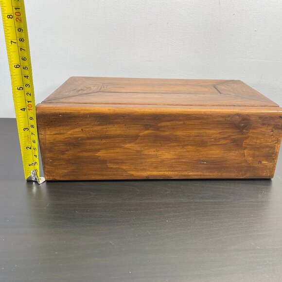 Handmade Wooden Jewelry Box, Red Velvet, Top Opening Keepsake, Luxury Wood, Vint - Picture 6 of 10